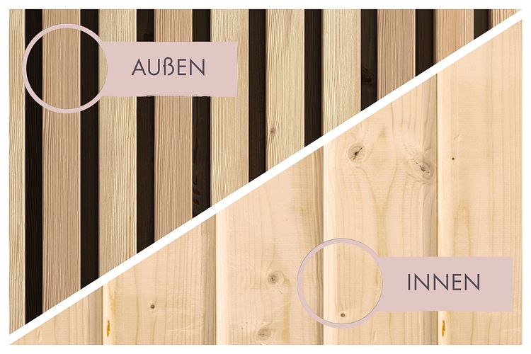 Karibu Design Saunahaus Monterey mit Douglasie-Lamellenprofil - 73 mm