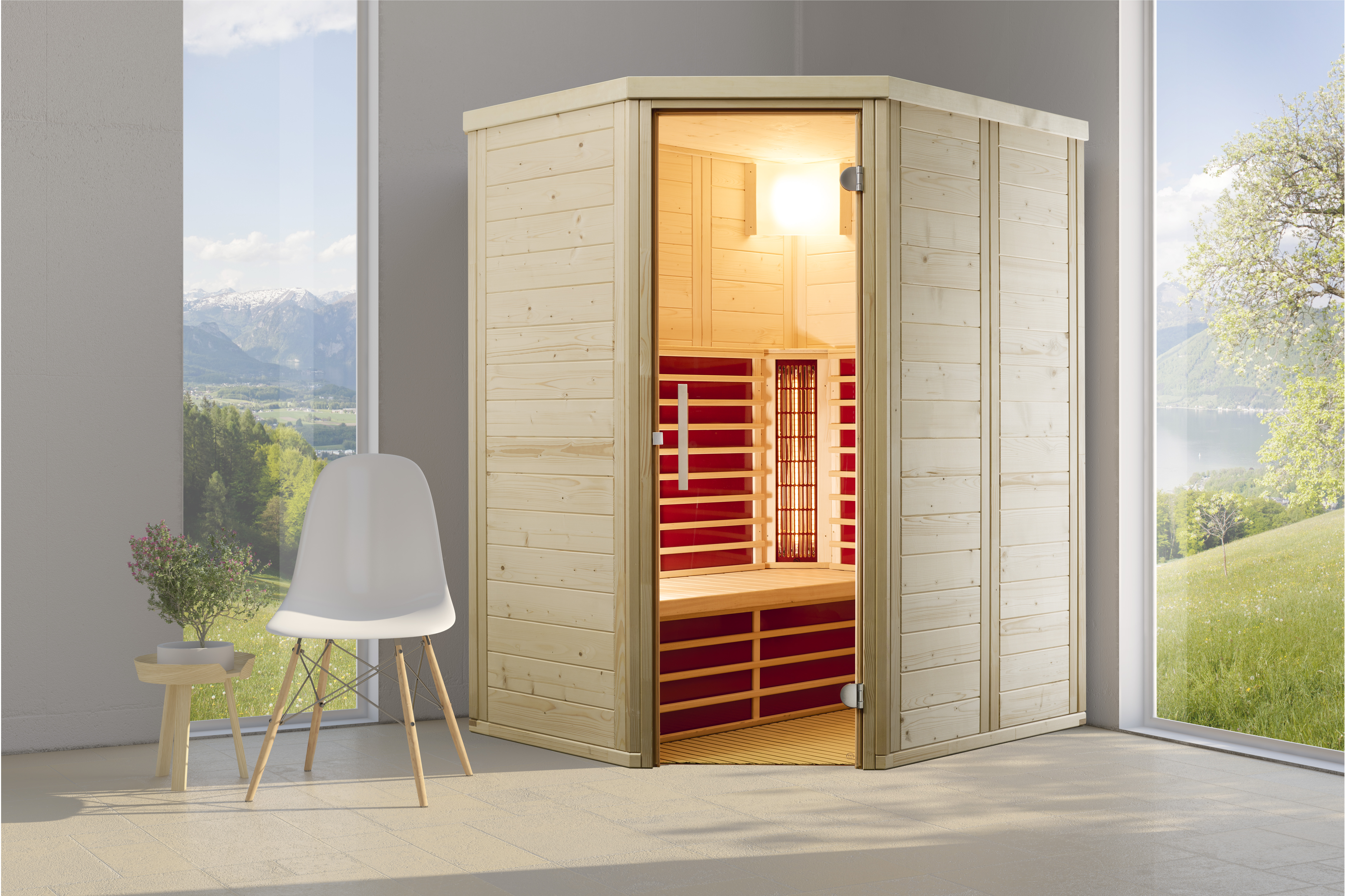 Infraworld Infrarotkabine TrioSol Natura 148 Ecke inkl. 5-teiligem gratis Zubehörset