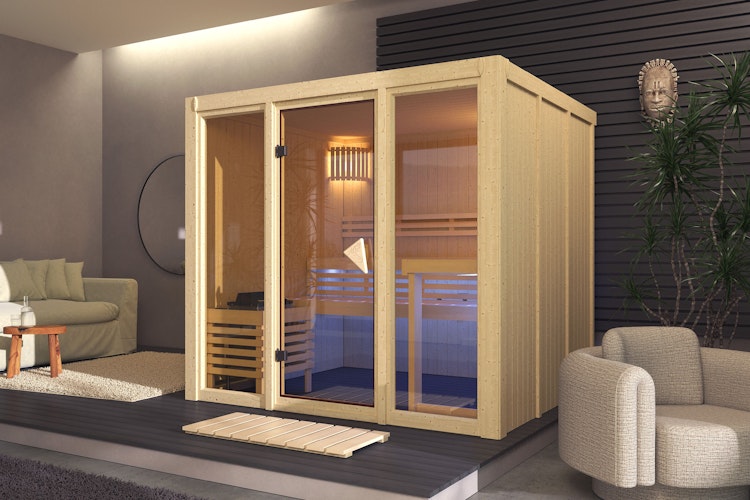 Karibu Sauna Avari 4 Superior mit Fronteinstieg 68 mm
