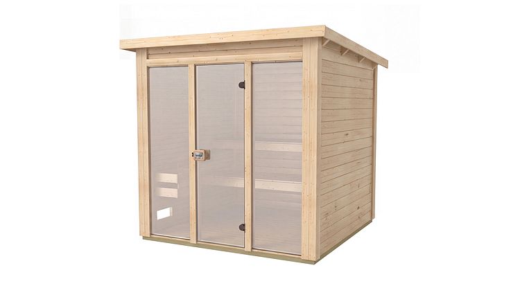 Weka Saunahaus Kaapi 3 mit Ganzglasfront - 40 mm inkl. gratis Sauna-Set im Wert von 70,99 €
