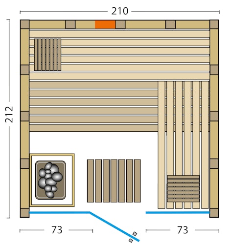 Infraworld Sauna Solido Glas Complete 210 - 40 mm Multifunktionssauna inkl. 5-teiligem gratis Zubehörset