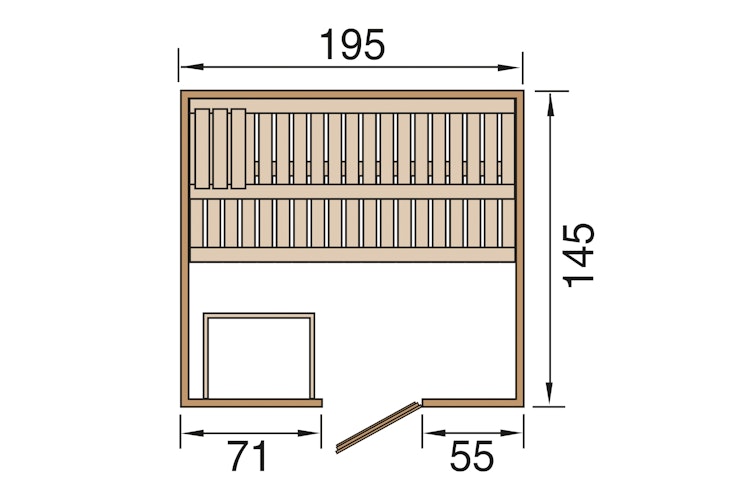 Weka Premium Massivholz-Elementsauna Kemi 3 mit Glastür - 45 mm
