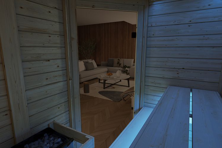 Karibu Sauna Valida  (Eckeinstieg) - 38 mm Massivholz Aktionssauna 230 Volt Plug & Play