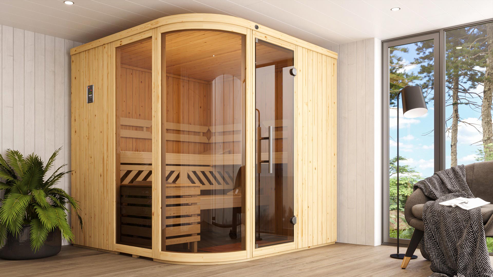 Weka Element-Designsauna Sara 1 Sparset inkl. Ofen - 68 mm - "Alles dabei"