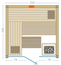 Vorschaubild Infraworld Sauna Panorama Complete 210 Fichte - 75 mm Multifunktionssauna inkl. 5-teiligem gratis Zubehörset
