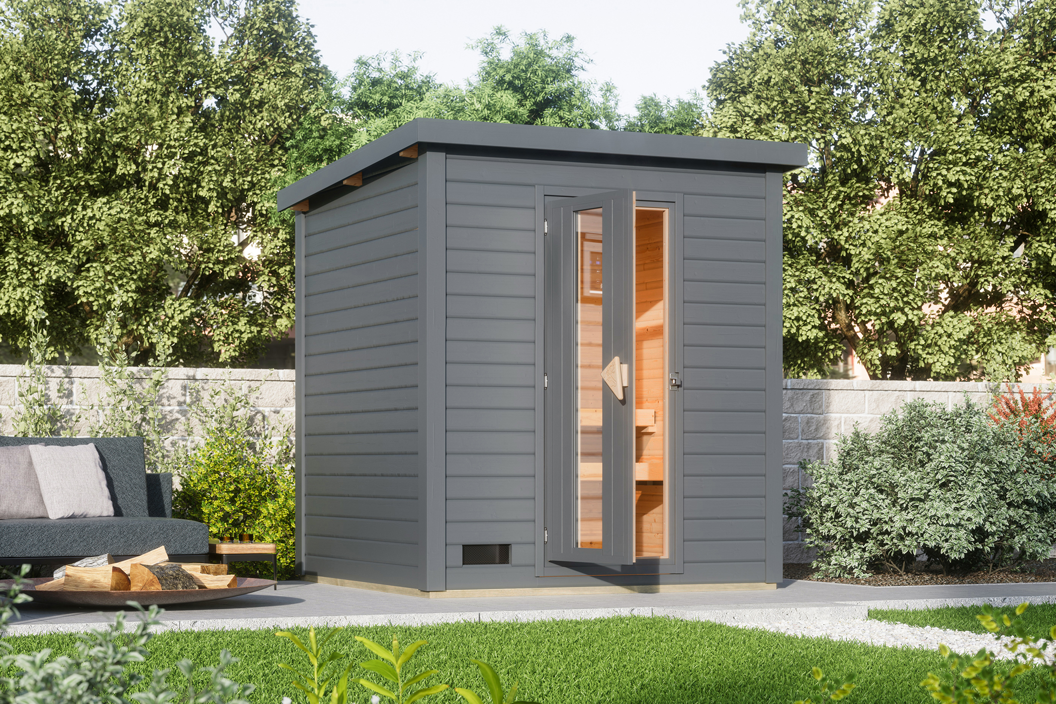 Karibu Gartensauna Saunahaus Hyun Aktionsangebot inkl. gratis Sauna-Zubehörset im Wert von 234,94 €