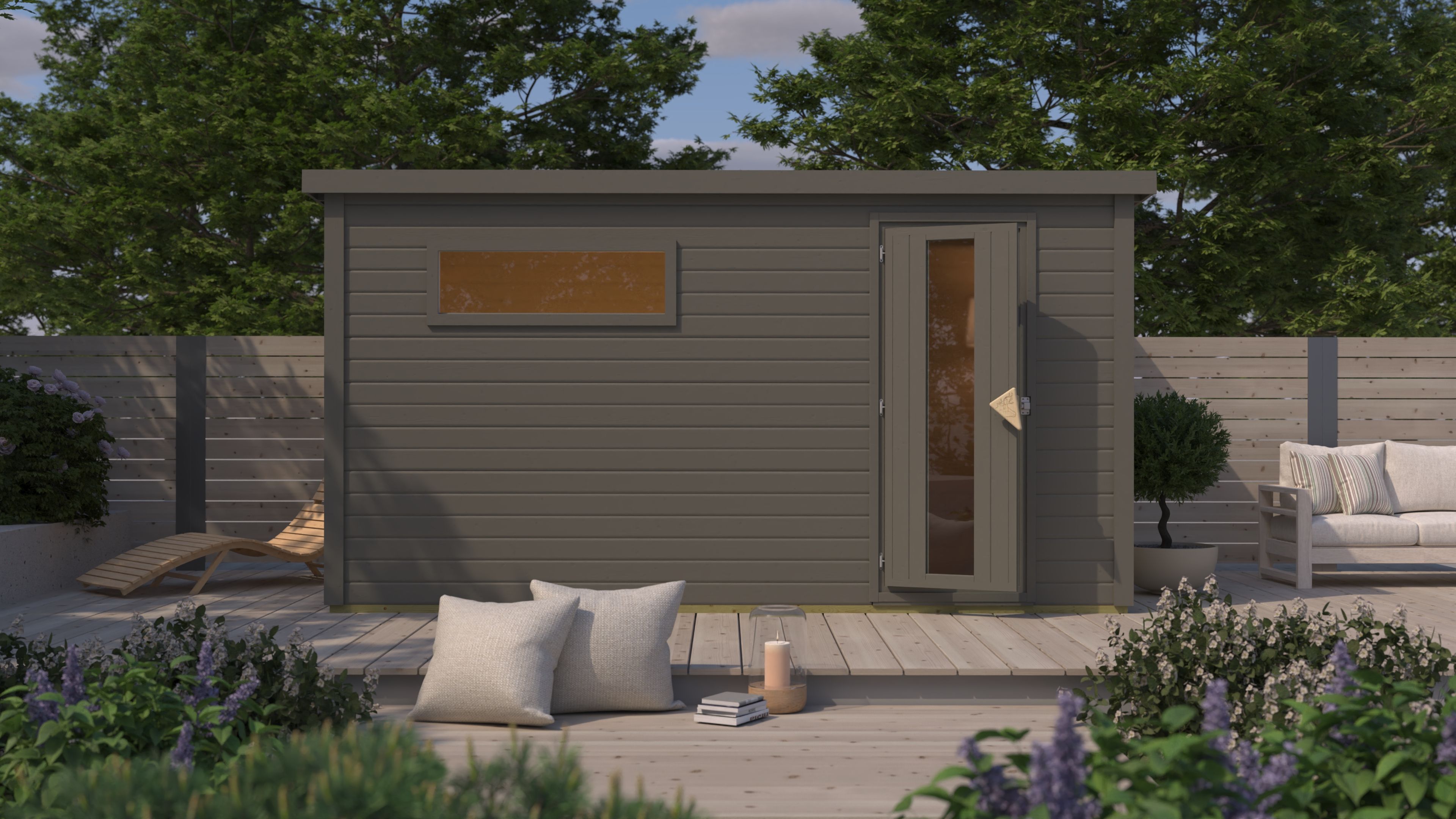 Karibu Gartensauna Saunahaus Hytti 6 inkl. 5-teiligem Gratis-Zubehörpaket im Wert von 100 €