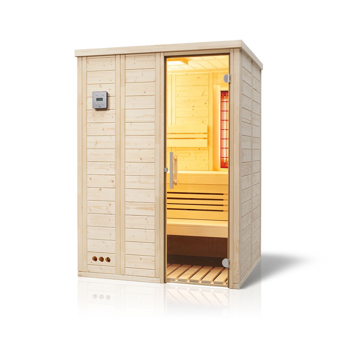 Infraworld Sauna Vitalis 148 Complete - 40 mm Massivholzsauna Ohne Ofen/Steuerung