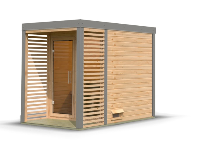 Karibu Saunahaus Ares 1 - Hybridhaus mit Metallrahmen - 38 mm