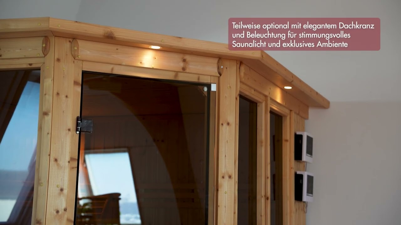 Karibu Sauna Ainur 3 Superior mit Eckeinstieg 68 mm